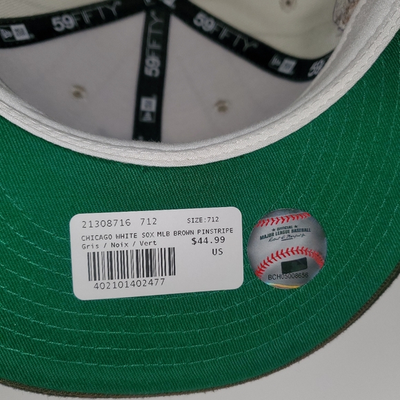 RARE-NEW ERA Chicago White Sox  Brown Pinstripe 59Fifty Fitted Hat Size 7-1/2 - Picture 8 of 8